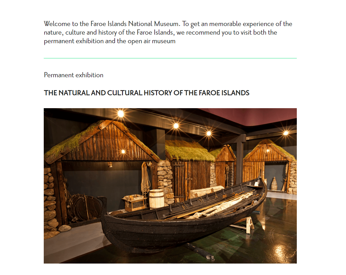 Website screenshot: National Museum of the Faroe Islands