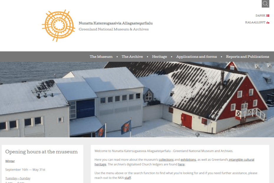 Screenshot: Greenland National Museum and Archives