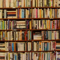 Photo of a very full bookshelf