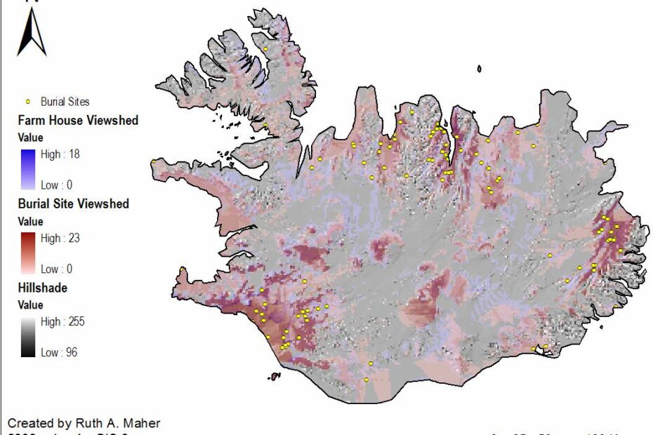 Map of comparative viewsheds between Burial Sites and Farm Houses