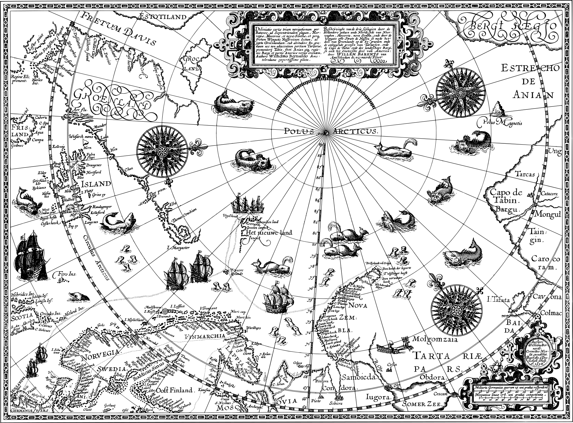 Arctic Map Line Art, by Gordon Johnson via Pixabay