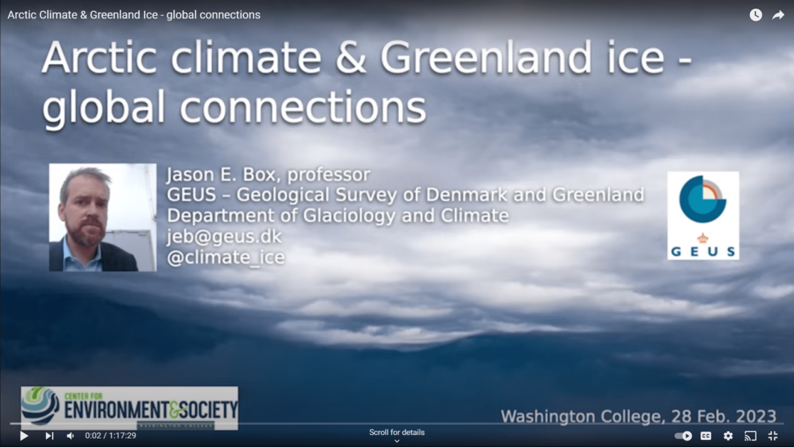 YouTube Screenshot: Arctic Climate & Greenland Ice - Global Connections, with Professor Jason Box.