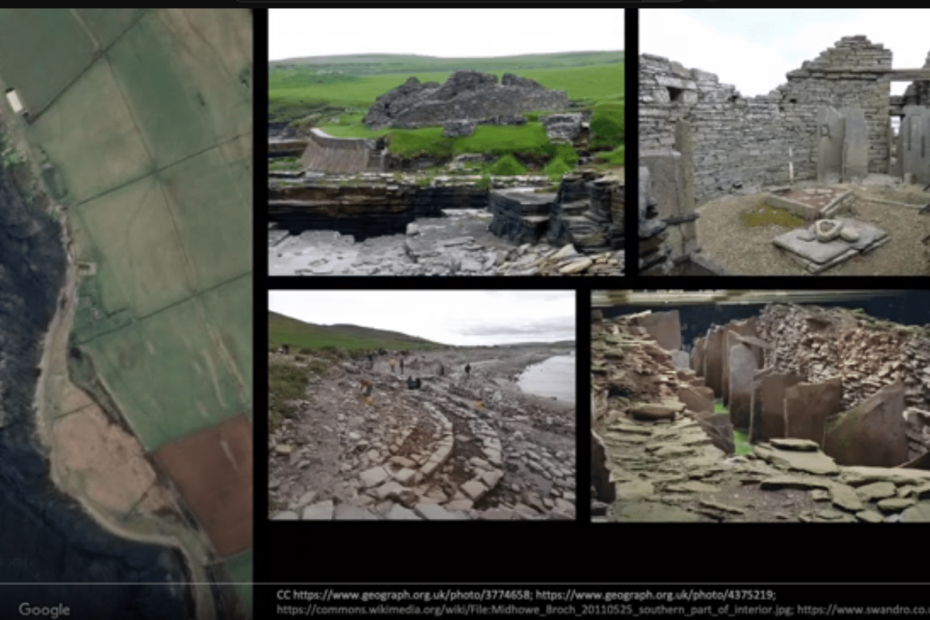 Aerial and ground level photos of archaeological sites. Slide from Dr Sarah Jane Gibbon and Dr Jen Harland's presentation at the 2022 NABO conference.