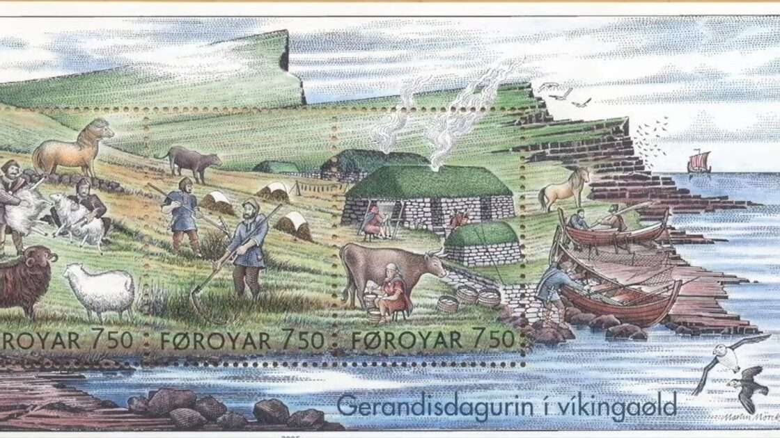 Drawing of a Viking settlement.