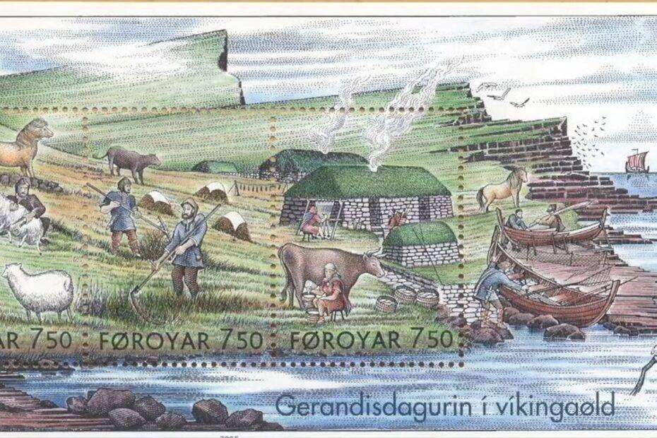 Drawing of a Viking settlement.