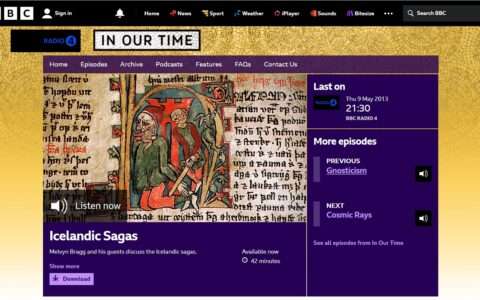 BBC screenshot showing an ancient Icelandic manuscript