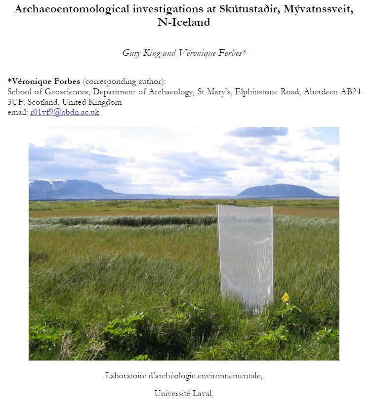 Archaeoentomological investigations at Skútustaðir, Mývatnssveit, N-Iceland