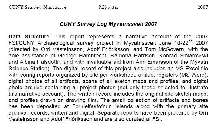 CUNY Survey Log Mývatnssveit 2007