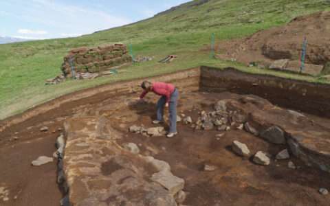Photography of Skuggi farm site excavation, Hörgárdalur, Iceland in 2013. Part of Comparative Island Ecodynamics Project