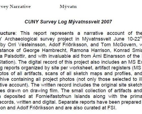 CUNY Survey Log Mývatnssveit 2007
