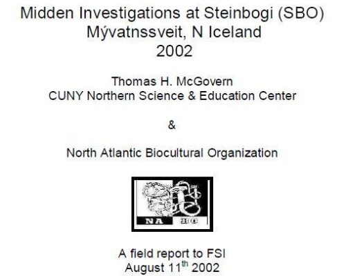 Midden Investigations at Steinbogi (SBO) Mývatnssveit, N Iceland 2002
