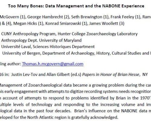 Too Many Bones: Data Management and the NABONE Experience